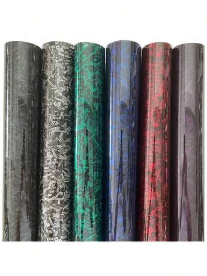 Automotive Super Bright Forged Carbon Fiber Vinyl Wrap Adhesive, Available In Red-Blue-Purple, Suitable For Motorcycles, Scooters, Cars, Decals, Packaging, Car Stickers, Easy To Cut And Apply, Car Decal Wrap Film