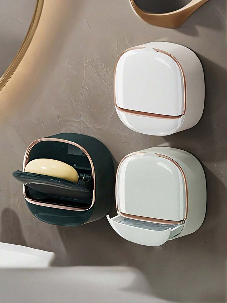 1 khay đựng xà phòng treo tường có thiết kế chống thấm nước và khay thoát nước. Hộp đựng xà phòng lỏng độc đáo. Thích hợp cho trang trí phòng tắm gia đình, lưu trữ đồ dùng phòng tắm, đồ dùng vệ sinh cá nhân và sử dụng trong ký túc xá. - Một kích thước phù hợp với tất cả - Xem 1