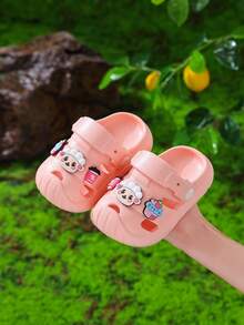 1 Pair Kids' Breathable Hollow Sandals, Boys/Girls Closed Toe Protective Shoes, Indoor/Outdoor Dual-Purpose Design, Spring/Summer - Pink - View 2