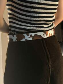 1pc Bohemian Cow Print Fringed Women's Belt, Suitable For Cowboy Rodeo, Paired With Jeans, Dresses, Casual Wear, Parties, Music Festivals, Alternative Cowgirl Style - Multicolor - View 9
