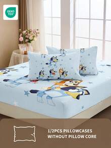 Bluey 半件装 轻盈透气枕套,蓝白卡通图案,柔软舒适,信封式开口,抗皱,呵护头发和肌肤,改善睡眠,不含枕芯,适用于卧室、床上用品,超柔软透气,无填充物,可机洗,适合客厅和家居使用,卧室装饰,房间装饰,通过 Oeko-Tex 认证 - 彩色 - 查看 12