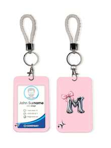 1pc ABS Letter M Pattern Fashion Personalized Cartoon Pull-Push Card Holder Keychain Bag Pendant, Student Wristband Card Holder, Ladies Wristband Card Holder, ID Bus Protection Case, Student Campus Card Protection Case - D - View 13