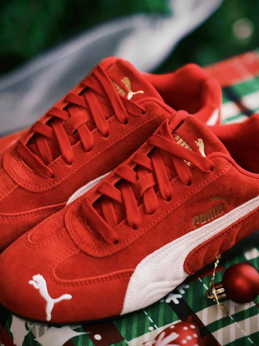 PUMA Speedcat ROSÉ Inspired By Chae Young-In Retro Racing Style Low-Top Casual Sneakers, Comfortable & Fashionable, Racing Shoes, Thin Sole, Lychee Leather, Outdoor Warm, Wear-Resistant, Low-Top, Lifestyle Casual Shoes, , Red & White, 406329-02 - Red - View 1