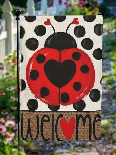 علم حديقة بشكل خنفساء جميلة باللون البنفسجي مثالي للديكور الخارجي والمنزلي، أعلام حفلات العطلات، ولا يتضمن عصا العلم.