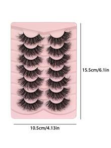 7对装全套假睫毛，俄式假睫毛，D卷翘仿貂毛，猫眼妆假睫毛，自然浓密假睫毛，丰盈睫毛嫁接，旅行必备化妆工具假睫毛，睫毛，假睫毛 - 黑色 - 查看 4