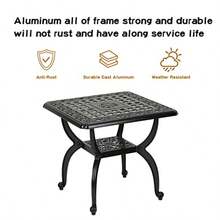 Outdoor TableARDIN DE CENTENNIAL Cast Aluminum Outdoor Side TableAnti-Rust Outdoor End Table Patio Coffee Bistro Table  Indoor n Porc Balco Square BlackMesa de mesa al aire libre - como en la foto - Ver 4