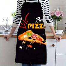 1PC Rusty Pizza Best In Town Apron With Two Pizza Slices Design Featuring Pepperoni Mushroom Olive And Green Pepper Toppings And Fresh Cheese Slogan For Home Kitchen Cooking Baking Or Restaurant Staff Use - C - View 5