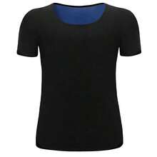 Men's Black Shapewear PU Blue Coated Compression Chest Vest, Abdominal Slimming Waist Sauna Exercise Short Sleeve Tank Top - Black - View 9