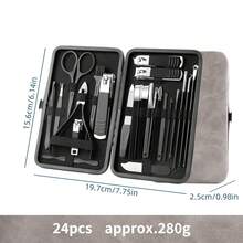 Stainless Steel Nail Clipper Set, Nail Trimmer, Eyebrow Scissors, Tweezers, Ear Pick, Beauty Tool Kit - Black - View 14