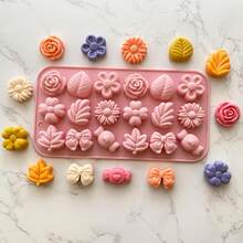 1/2pcs Flower Chocolate Mold, Silicone Ice Cube Tray, Daisy Candy Mold, Tulip Flower Mold, Bow Leaf Jelly Mold, Ice Mold Pudding Mold, Soap Mold, Cookie Mold, For Dessert Making - Multicolor - View 4