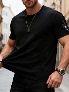 男士速干T恤 - 轻盈透气休闲夏季上衣 - 黑色 - 查看 1