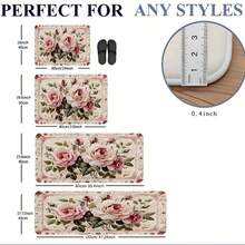Tapete de entrada com estampa de rosas em estilo campestre francês (1 peça), em flanela com renda europeia, antiderrapante e absorvente, ideal para hall de entrada, banheiro e diversos ambientes. Lavável à máquina e adequado para uso interno e externo. - Multicolorido - Ver 8