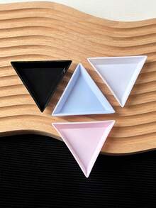 5件套美甲饰品托盘，美甲师水钻和点钻美甲用品收纳盒，三角形彩色塑料美甲配件整理盒 - 彩色 - 查看 5