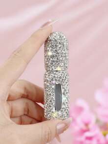 1pc 5ml Refillable Luxury Rhinestone Decorated Perfume/Toner Spray Bottle, Portable Fine Mist Atomizer For Liquid Cosmetic Gift - Silver - View 2