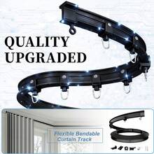 1 juego de riel flexible de PVC fácil de instalar, adecuado para instalar cortinas de ducha, cortinas de ventana y cortinas decorativas. Disponible en varios estilos de rieles para cortinas de ducha, accesorios para rieles de cortinas/cortinas de ducha y barras de cortinas. Decoración del hogar y del baño, decoración de otoño, accesorios de baño, temporada de regreso a clases - Negro - Ver 2