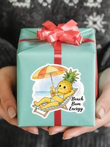 1pc "Beach Wanderer" Vibrant & Fun Sticker - Vivid Pineapple Pattern Suitable For Water Bottles, Laptops And Helmets. Spread Summer Vibes With These Fun Stickers. - Style 1 - View 9