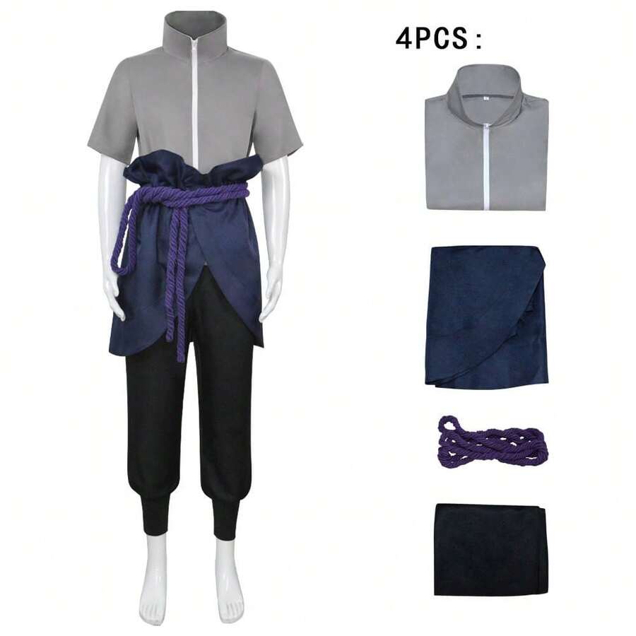 Sasuke Cosplay Kostüm Anime Charakter Rollenspiel Kostüm Zweidimensionales Anime Kostüm Kimono Komplettset Halloween - Grau - Übersicht 1