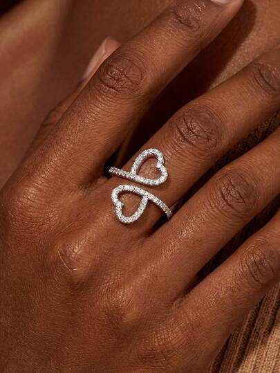 1枚时尚立方氧化锆星月开口戒指，925纯银基础款单枚戒指，精致珠宝礼物，适合女孩生日、舞会及其他场合。