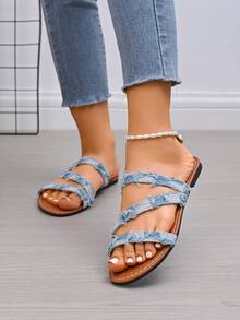 Nuevas sandalias de playa versátiles para mujer, estilo coreano de moda de primavera/verano de celebridades de la red - Celeste - Ver 2