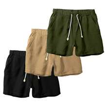 Set Of 3 Premium Linen Shorts For Men - Luxury Beachwear - 墨綠色 - 查看 9