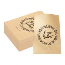 25pcs Elegant Brown Kraft Paper Wedding Gift Bags With "Love Sweet" Wreath Design, Kraft Paper Envelope Bags With Wedding Wreath - Suitable For Candy, Snacks And Cookies, Wedding Party Blessing Cards Handwritten Thick Envelope Gift Paper Bags - Multicolor - View 5