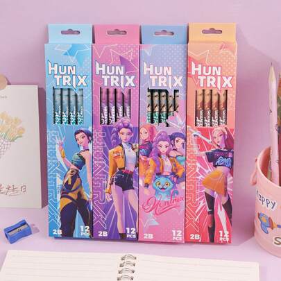 1 Box Random K-POP Anime "Witch Hunter" Stationery, Including Sketch Pens, Writing Pencils, Etc., Holiday Gift (Packaging Style Random)