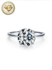 1pc Women's Engagement Ring, Classic 4-Prong Round Ring, 2g S925 Sterling Silver, 2/3 Carat Moissanite, Bohemian Elegant, Engagement, Proposal, Wedding Anniversary, Valentine's Day Gift, Comes With Moissanite Certificate And Deluxe Gift Box - Silver - View 10