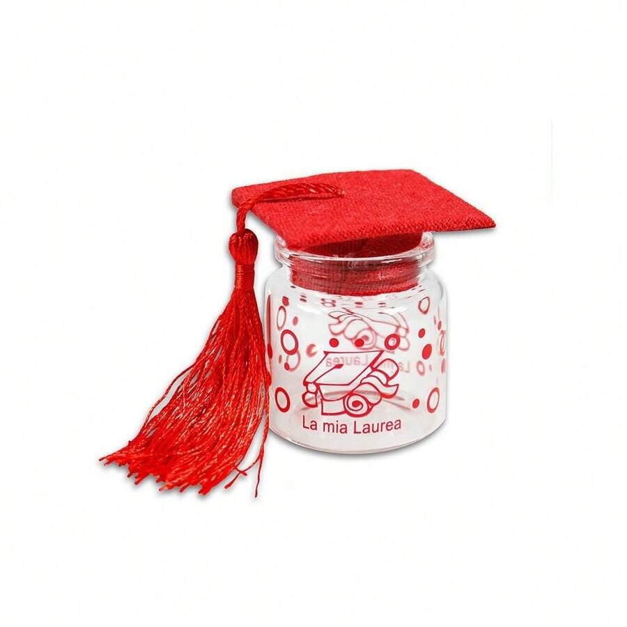 OISE ART STORE Ampolle Barattoli In Vetro Con Tappo In Sughero Bomboniera Laurea Tocco Rosso - - Multicolore - Visualizzare 1