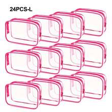 24/12/6pcs Set Summer Beach Bag & Cosmetic Bag Set, Transparent PVC Material With Zipper And Handle, Portable Travel Luggage Bag, Airport Aviation Holiday Organizer Bag, Essential Travel Accessories, Toiletry Bag, Waterproof Toiletry Pouch, Large Capacity Travel Bathroom, Unisex - Red - View 18