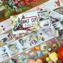 4Pcs/Set Matte Snowman PET Washi Tape Pre-Cut Wooden House Masking Tape For Stickers Scrapbooking Journal Collage Material - 4Pcs/Set - View 7