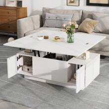 Modern Coffee Table With Double Lifting Mechanism And Concealed Storage Space – Load Capacity Up To 50 Kg - White - View 5