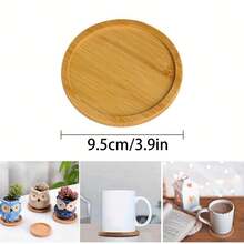 2/4 piezas Tabla de cortar de vino de bambú en blanco - Plato de aperitivos y posavasos redondos - Tabla de cortar de vino de bambú para bodas, bares, restaurantes, reuniones en el hogar - multicolor - Ver 3