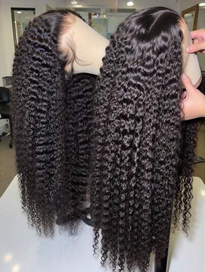 Deep Wave Lace Front Wigs Human Hair 200% Density 13x4 HD Transparent Deep Wave Frontal Wigs Human Hair With Baby Hair Natural Color Halloween Season