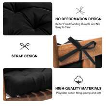 Outdoor Indoor Waterproof Seat Chair Outdoor & Indoor Waterproof Seat Chair Cushions With Ties Chair Back Cushion Recliner Seat Mat Outdoor Dining Chair Cushion For Patio Cushion Furniture - 黑色 - 查看 4
