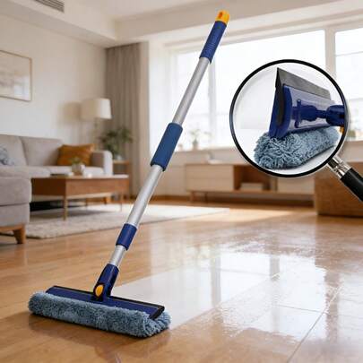 1 szt. nowego typu mop z superwłókna, który nie wymaga wykręcania wody ręcznie, z doskonałą absorpcją wody do czyszczenia podłóg.