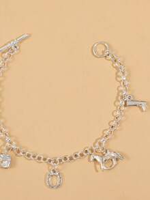 1pc Bohemian Style Handmade Alloy Bell & Bead Charm Bracelet - Silver - View 12