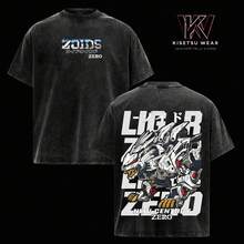 Liger Zero Zoids New Century Zero T-Shirt, Oversized Washed Vintage Anime Tee, Mecha Robot Graphic Shirt, Retro 90s Japanese Anime Streetwear - 黑色 - 查看 2