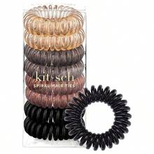 Hair Ties Women U2013 Hair Ties No Damage, Ponytail Holders Thick And Hair U2013 Creaseless And Dent - Coil, Phone Cord Style Gifts Women - 8pc Set, Brunette - 深棕色 + 8 支裝(1 包) - 查看 2