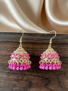 优雅复古风流苏耳环，彩色串珠镶嵌吊坠耳环，适合女性在节日、斋月、派对、婚礼和日常佩戴。 - 吊墜 - 查看 4
