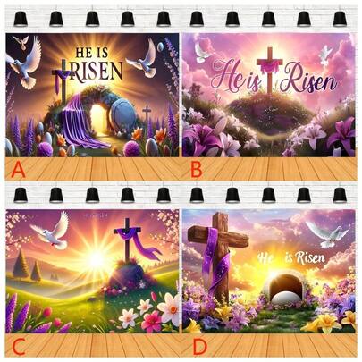 Biểu ngữ phẳng 2D hình Thánh giá Phục Sinh và chim bồ câu, phông nền polyester, dùng trong nhà và ngoài trời, trang trí lễ hội và studio chụp ảnh. Biểu ngữ chụp ảnh cỡ lớn, chủ đề Phục Sinh, vải chụp ảnh, sân khấu trực tiếp.