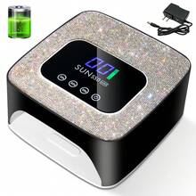LIMEGIRL Lámpara de uñas UV/LED de 2000mAh con cristales de Rhinestone, secador de gel recargable de curado rápido, grande y brillante de color púrpura, adecuado para el hogar y el salón de uñas, en colores púrpura claro, negro y blanco - Tipo de Enchufe A USA (110-127V) - Ver 13