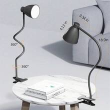 360°可调节LED夹式台灯，USB供电桌面阅读灯 - 3种色温，可调节灯臂，灵活颈部设计，适用于家庭办公室、床头、手工制作、视频通话等场合，现代可调光LED台灯 - 喇叭夾子燈 - 查看 7