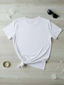 Mujer camiseta casual con estampado de personaje animado, tela suave, diseño holgado, cuello redondo, manga corta, primavera‑verano, uso diario, playera,Pantera Rosa, chic, moda juvenil, cómoda,  2026, ropa casual - blanco - Ver 2