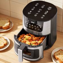 Senmeo 7.5QT Freidora de aire multifunción 8 en 1, con control táctil mejorado, ventana de visualización y rejilla de acero inoxidable, perfecta para cenas familiares/fiestas - excelente para comidas de Año Nuevo e invierno - Tipo de Enchufe A USA (110-127V) - Ver 1