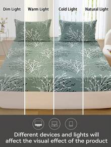 1pc Mattress Protector Cover, Wrinkle-Free, Breathable Fitted Sheet With Deep Pocket, Anti-Pilling, Stretchy, Silent, Non-Slip Suitable For All Size Beds, Home/Dorm Bedroom Decor, Machine Washable, Skin-Friendly, All Season Bedding Essential, Durable & Easy Care, Modern Aesthetic, Botanical Print - Multicolor - View 8
