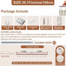 4-In-1 Self-Adhesive + Punch Hole Dual Fixing Curtain Track System - Ceiling/Wall Mountable, Freely Combinable, Easy Installation, Suitable For Bathroom, Windows, Room Dividers, Cabinets And More Scenarios - Adhesive and Drillable Installation Model - View 15