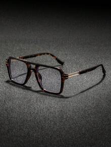 1副男士方形双梁平顶塑料眼镜，个性化港式时尚酷炫现代眼镜，适合日常聚会、派对、度假等场合。 - 彩色 - 查看 3