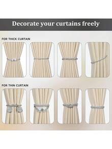 2 piezas de sujetacortinas magnéticos, con cordón trenzado talla grande grueso y imanes fuertes, múltiples opciones de color, adecuados para fijar cortinas - 2pcs - Ver 11