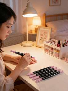 3pcs/1pc Double-Headed Nail Polish Pen, Nail File, Multi-Functional Exfoliating And Repairing Pen, Fine Sanding Stick - Baby Pink - View 3