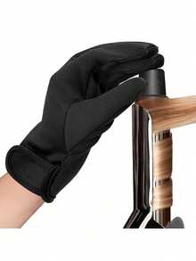 Heat Resistant Left & Right Hand Hairdressing Gloves - Thickened Five-Finger Design, With Adjustable Strap, Suitable For Salon DIY - Black - View 5